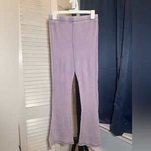 Purple Wash Ribbed Flare Pants, Size M